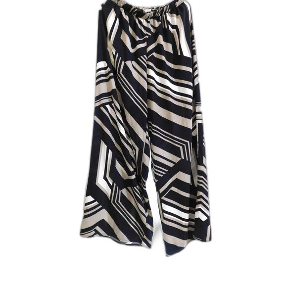 Trendy Woman's Palazzo Pants Size L A'Gaic Geometric Drapey Wide Legs Retro - Picture 1 of 6